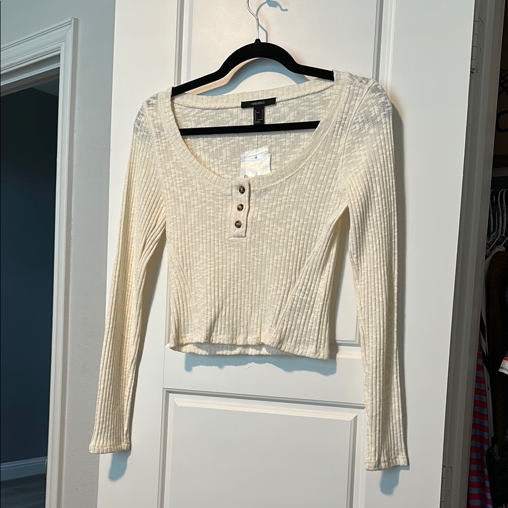 Cream Ribbed Crop top